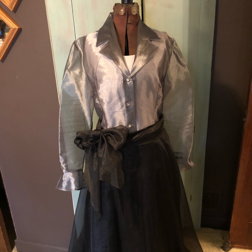 Sheer silky top with cami. Skirt listed separate
